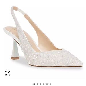 Betsey Johnson Pearl Embellished White Heels